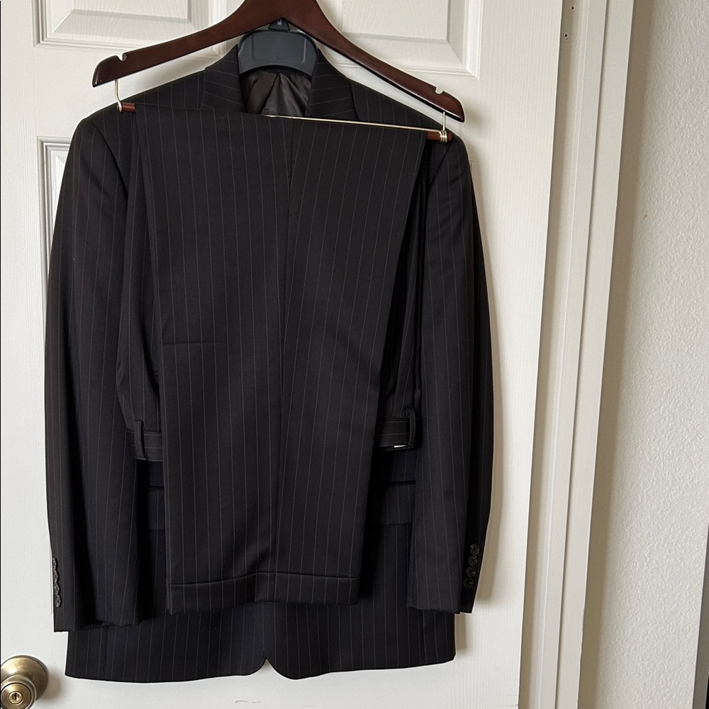 Chaps Dark Gray Pinstripe Suit